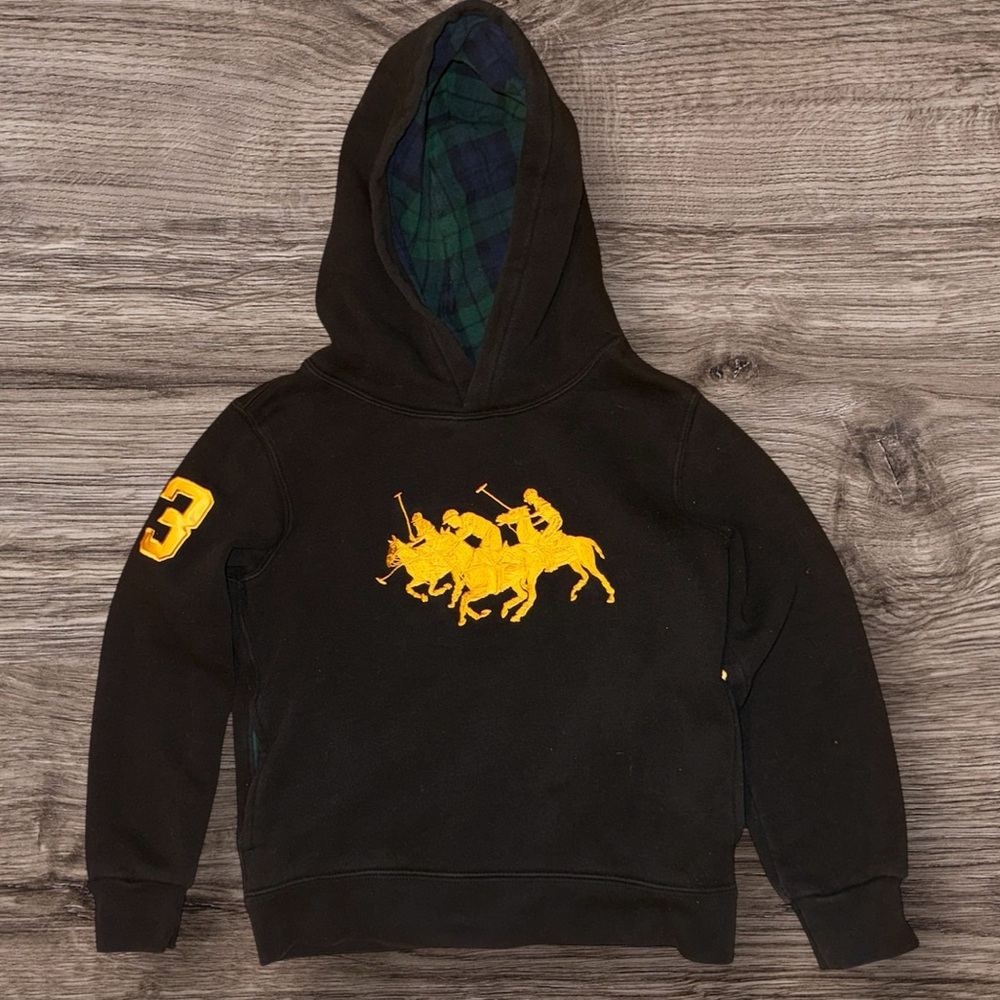 Polo Ralph Lauren Hoodie Boys Size 6 Triple Pony Equestrian Sweatshirt Youth